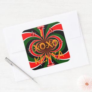African-Inspired Kenya Flag Abstract Art Square Sticker