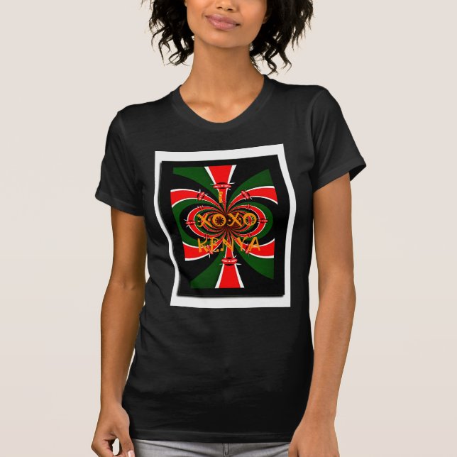 African-Inspired Kenya Flag Abstract Art T-Shirt (Front)