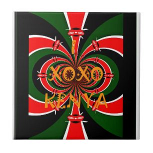 African-Inspired Kenya Flag Abstract Art Tile