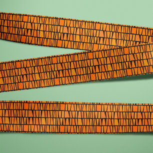 African Inspired Orange Tribal Dominoes Grosgrain Ribbon