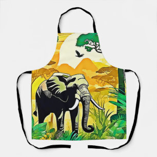 African Jungle Elephant Art Design Apron