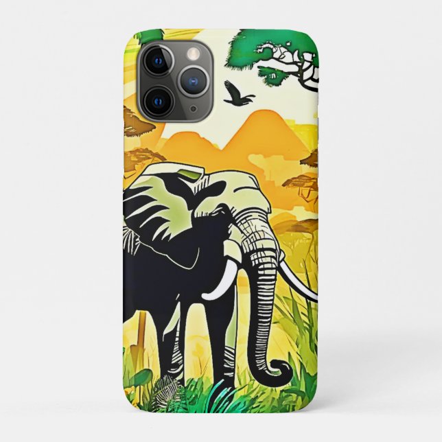 African Jungle Elephant Art Design Case-Mate iPhone Case (Back)