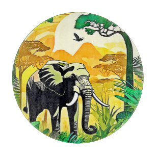 African Jungle Elephant Art Design Cutting Board