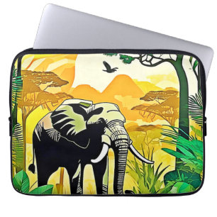 African Jungle Elephant Art Design Laptop Sleeve