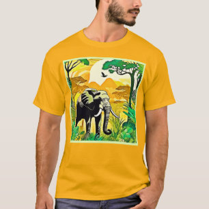 African Jungle Elephant Art Design T-Shirt