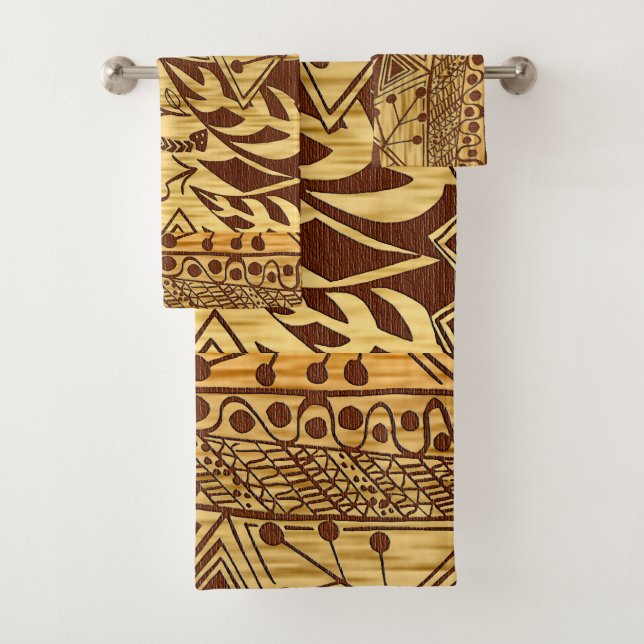 African Jungle Motif Print Bath Towel Set (Insitu)