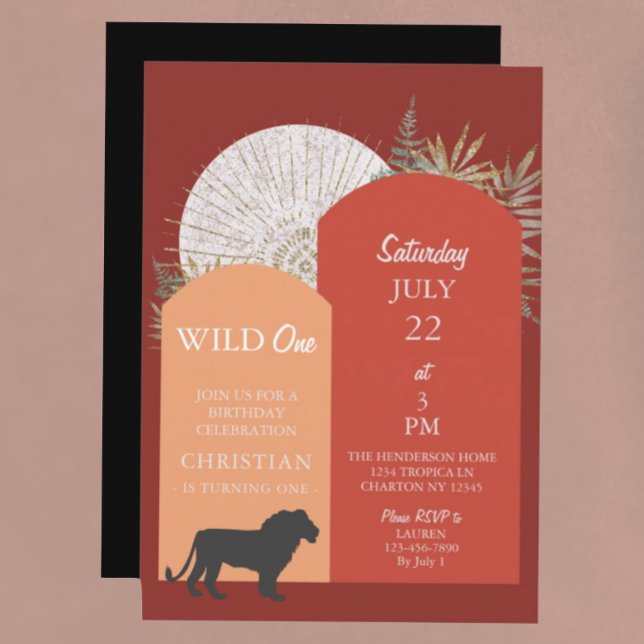 African Jungle Safari Lion Wild One  Invitation (Creator Uploaded)