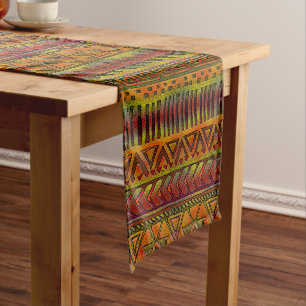 African Jungle Tribal Pattern Print Short Table Runner