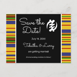 African Kente AK01 Stripes Save the Date Postcard