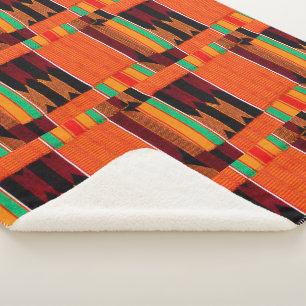 African Kente Cloth  Sherpa Blanket