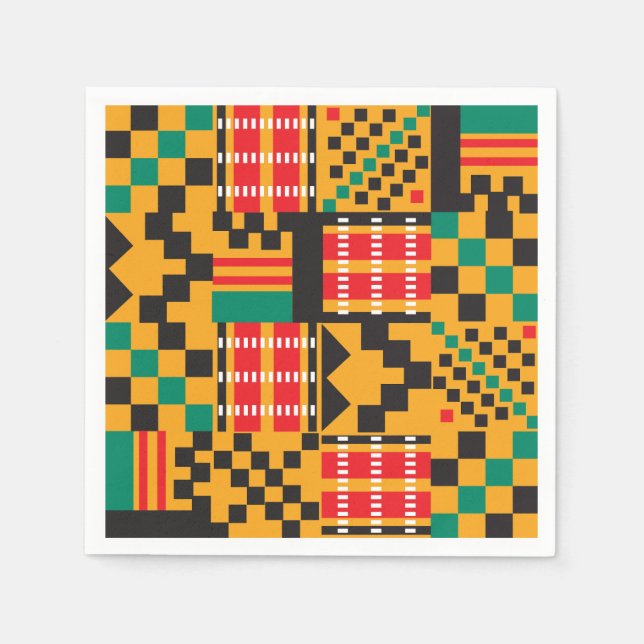 African Kente Designer Paper Napkins (Front)