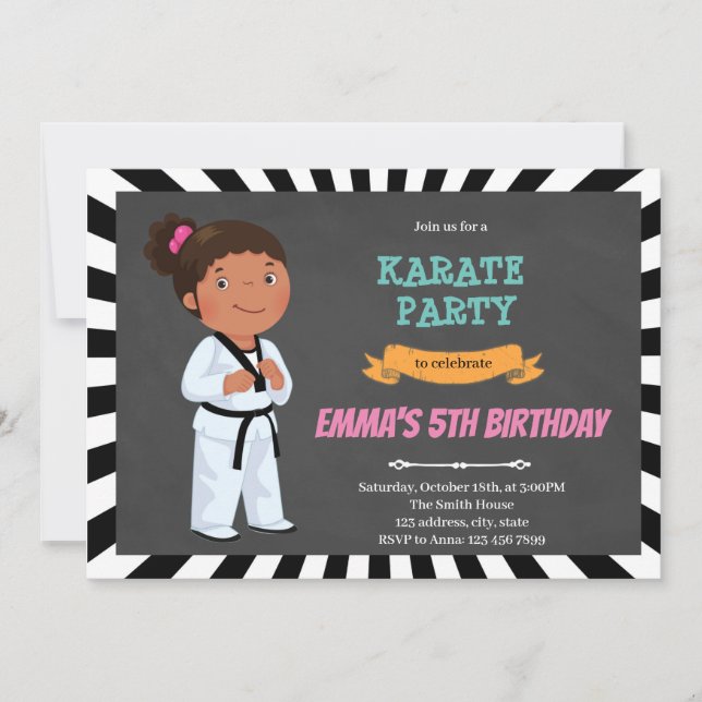 African kid karate invitation (Front)