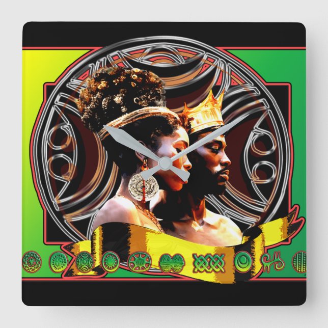 African King and Queen • Wall Clock (Front)