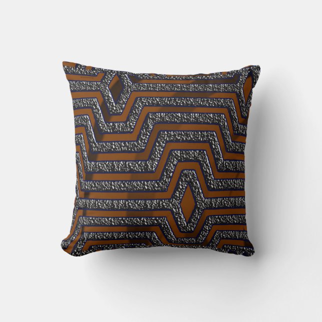 African Kuba Cloth Print Throw Pillow (Front)