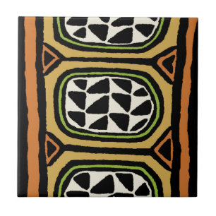 African Kuba Textile Design Ceramic Tile