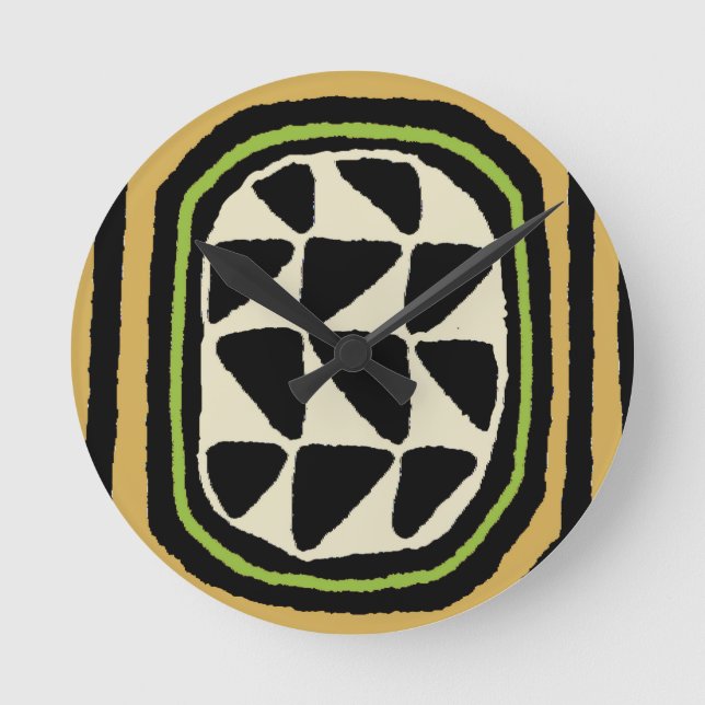 African Kuba Textile Design Round Clock (Front)