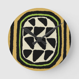 African Kuba Textile Design Round Clock