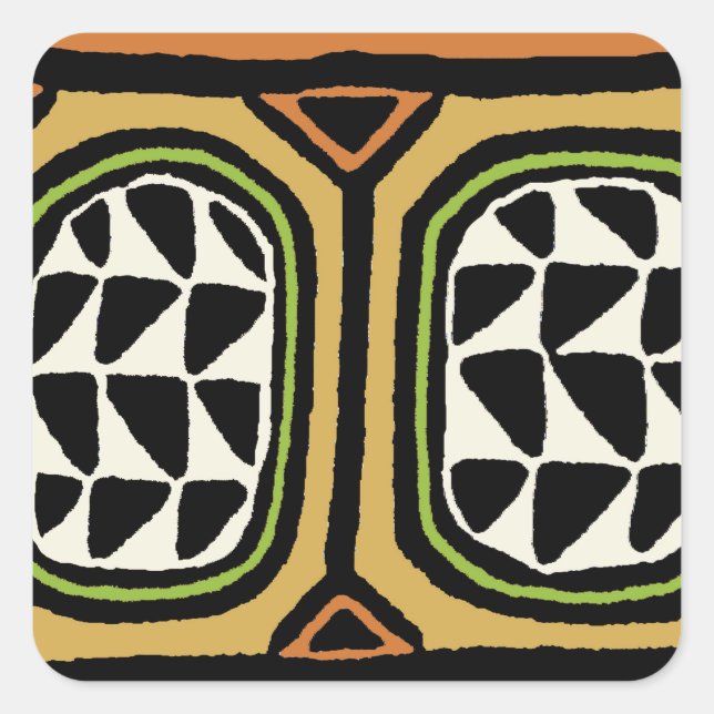 African Kuba Textile Design Square Sticker (Front)