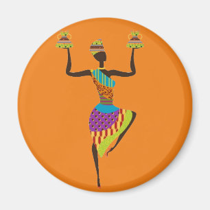 African lady tribal art magnet
