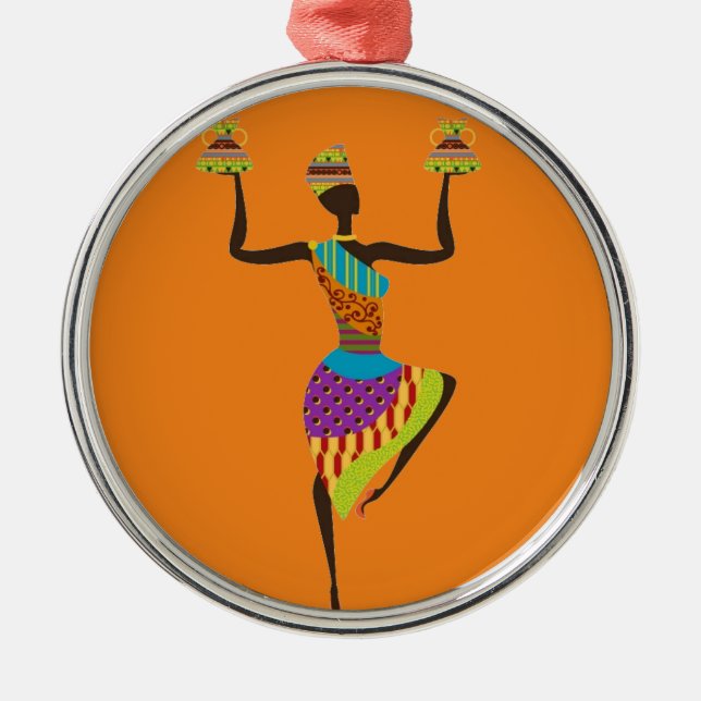 African lady tribal art metal ornament (Front)