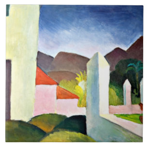 African Landscape, abstract art by August Macke Ceramic Tile