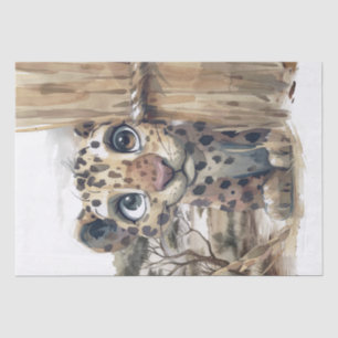 African Leopard Caricature Peeking Safari Tissue Paper