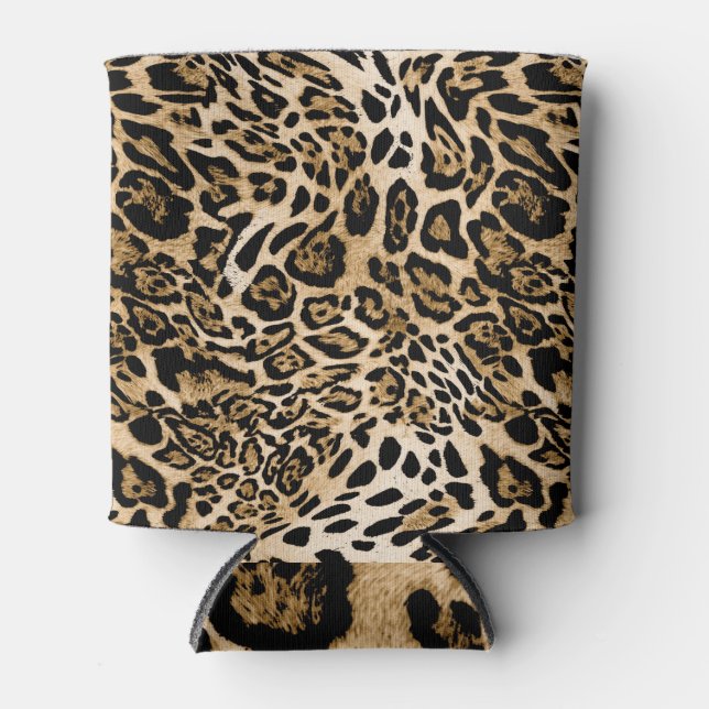 African Leopard Fur: Seamless Animal Texture Can Cooler (Front)