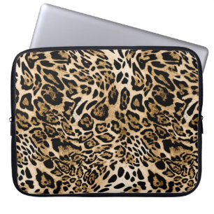 African Leopard Fur: Seamless Animal Texture Laptop Sleeve