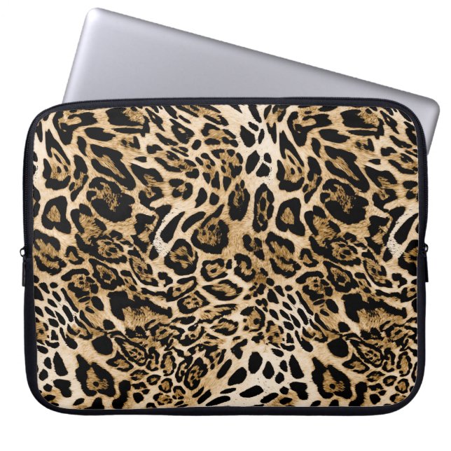 African Leopard Fur: Seamless Animal Texture Laptop Sleeve (Front)
