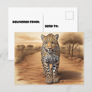 African Leopard Head Postcard