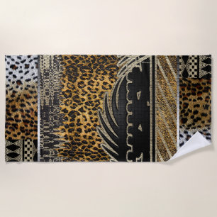African Leopard In Motion Beach Towel