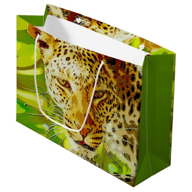 African Leopard  Large Gift Bag (Front Angled)