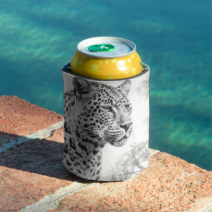 African Leopard Pencil Drawing Can Cooler