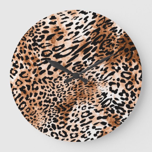 African Leopard Print Seamless Large Clock (Front)