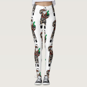 african leopard santa claus leggings