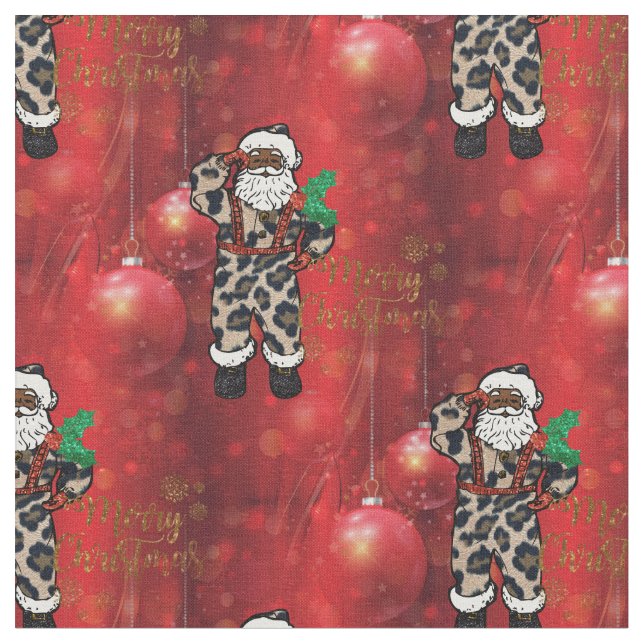 african leopard santa fabric (Close Up)