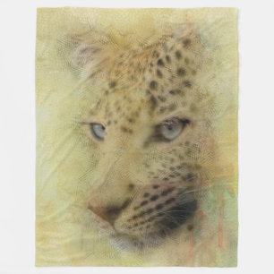 African Leopard Wildlife Watercolor Fleece Blanket