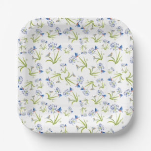 African Lily with Bluebird Mother and Baby Paper Plate