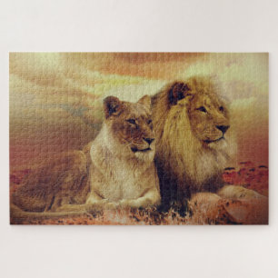 African Lion And Lioness Jigsaw Puzzle