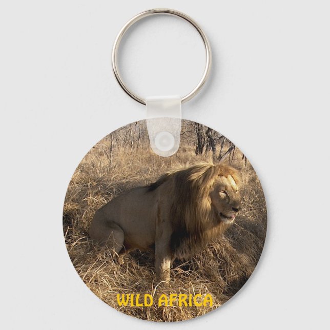 AFRICAN LION Big Five Cat Wildlife Keychain (Front)