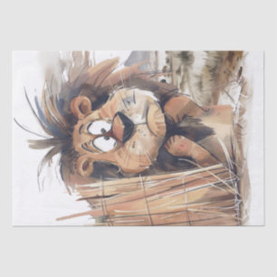 African Lion Caricature Peeking Safari Tissue Paper