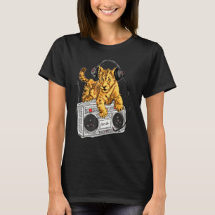 African Lion Cub Boombox Blaster Hip Hop  By Zamir T-Shirt