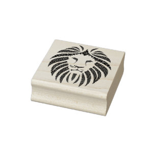 african lion head art stamp
