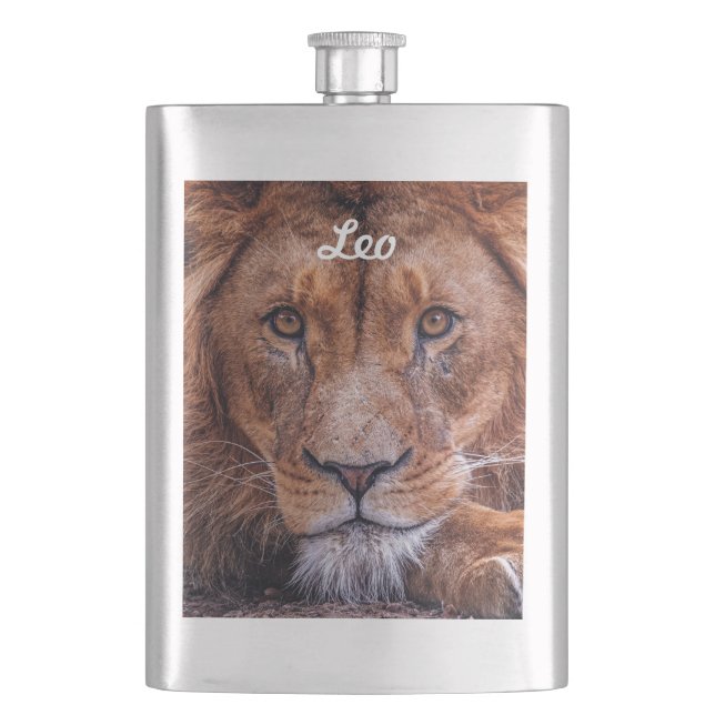 African Lion Hip Flask (Front)