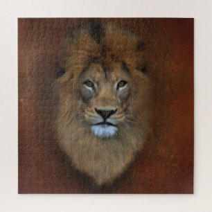 African Lion in pastel contempory animal art Jigsaw Puzzle