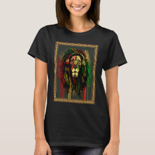 African Lion Listening to Music with African Color T-Shirt