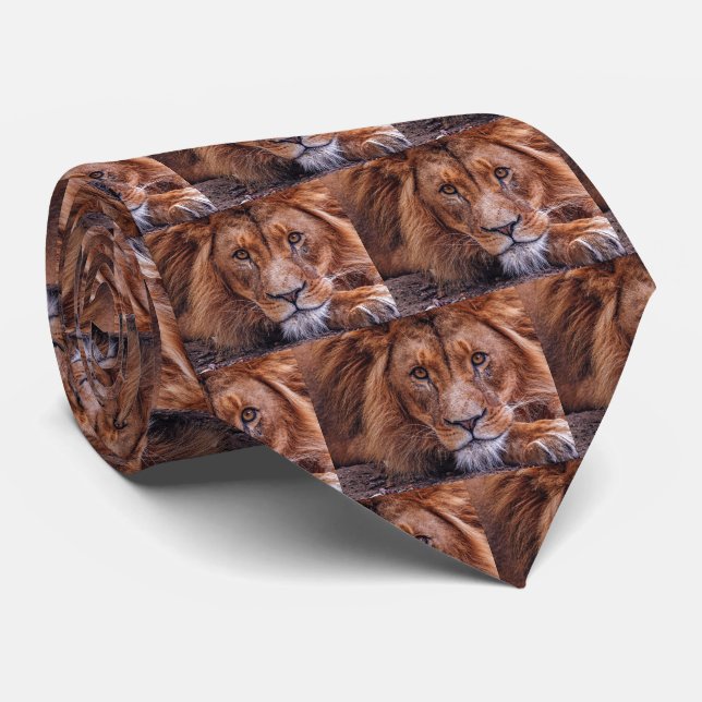 African Lion Neck Tie (Rolled)