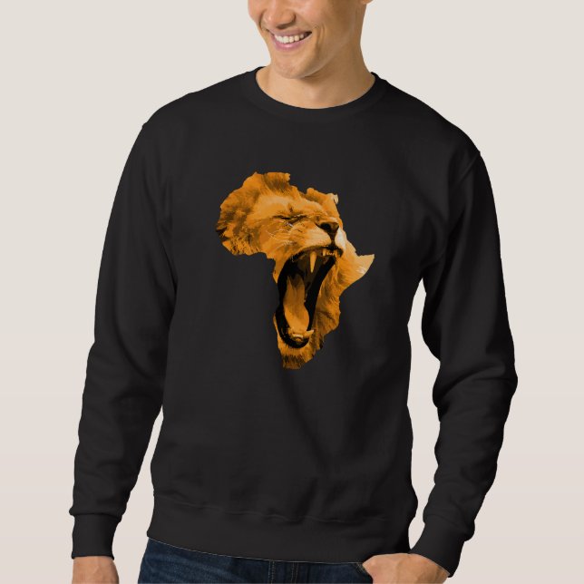 African Lion Roaring Safari Culture Africa Map  1 Sweatshirt (Front)
