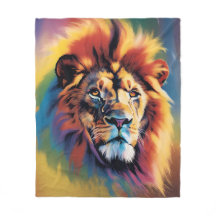 African Lion Safari Blanket - Rainbow Fleece