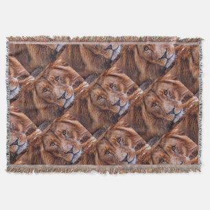 African Lion Throw Blanket